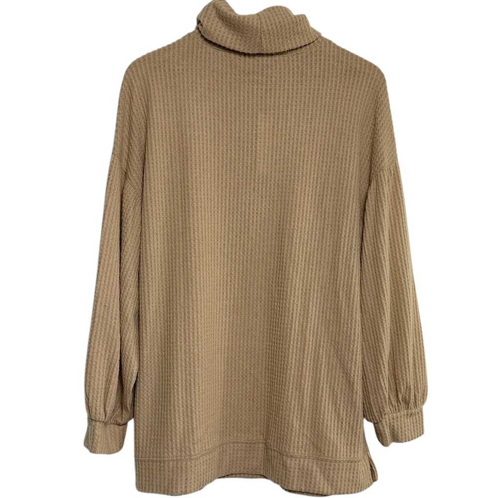 Sanctuary Womens Feel The Love Maple Tan Turtle Neck Waffle Tunic Top Shirt NWT - Picture 5 of 13